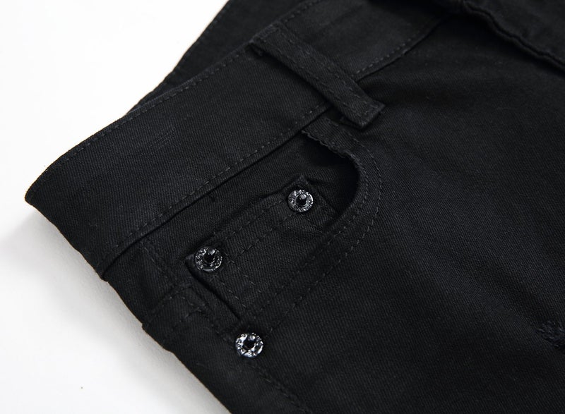 FREDD MARSHALL Boy's Black Slim Fit Skinny Jeans Ripped Elastic Waist Pants with Zipper for Kids ,Black,5 Slim - Image 3